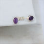 Amethyst And Silver Oval Stud Earrings, thumbnail 3 of 8