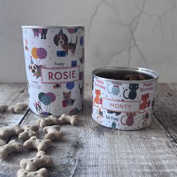 Personalised Dog And Cat Birthday Gift Treats Tin, 2 of 4