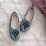 Pansy Felt Embroidered Ballerina Slippers, thumbnail 1 of 5