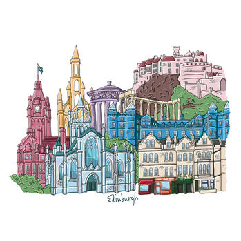 Edinburgh Skyline Illustration Print, 4 of 5