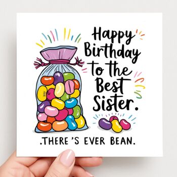 Best Sister Jelly Bean Birthday Card, 2 of 2
