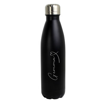 Personalised Heart Black Metal Insulated Drinks Bottle, 4 of 6