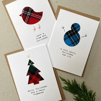 Three Handmade Scottish Tartan Christmas Cards, 2 of 5