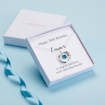 Personalised 50th Birthday Necklace With Birthstone, 2 of 7