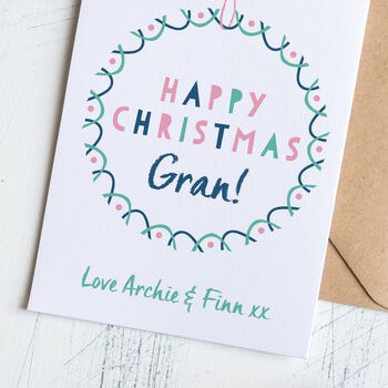 Personalised Grandparent's Christmas Card With Garland, 3 of 3