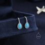 Sterling Silver Blue Opal Droplet Drop Hook Earrings, thumbnail 1 of 11