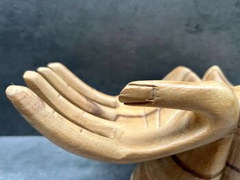 Hand Carved Wooden Hands Bowl Jewellery Stand Fruit Bowl, 4 of 8