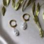 Sculptural Pearl Drop Gold Hoop Earrings, thumbnail 3 of 4