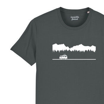 Classic Camper Van Mountains Organic T Shirt, 2 of 3