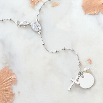 Personalised Rose Gold Plated Or Silver Rosary Necklace, 4 of 7