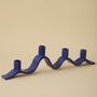Handmade Blue Wavy Ceramic Candelabra For Four Candles, thumbnail 5 of 9