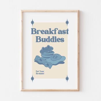 Retro Breakfast Buddies Cartoon Wall Art Print, 3 of 6
