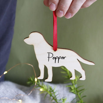 Dog Personalised Wooden Christmas Hanging Decoration, 6 of 12