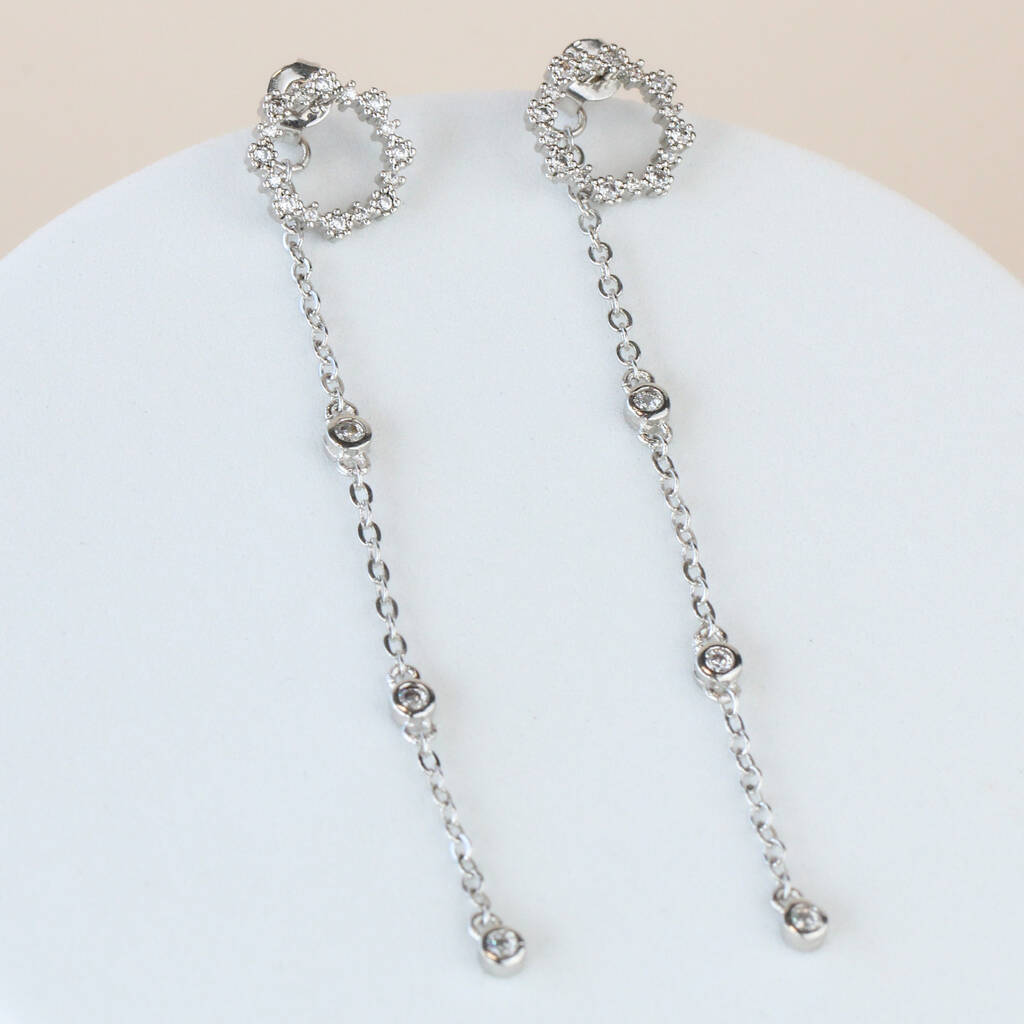 Crystal Circle Chain Dangle Stud Earrings, 1 of 2