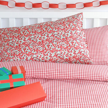 Festive Liberty And Gingham Bed Linen Set, 2 of 3