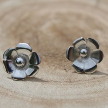 Flower Studs In Sterling Silver, 9 of 9