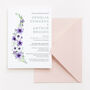 Wedding Invitation Deep Purple And White Floral, thumbnail 4 of 5