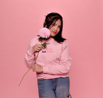 Chaotic But Iconic Embroidered Pink Jumper, 2 of 6