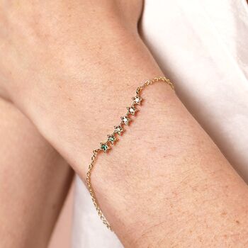 Green Ombre Crystal Star Bar Bracelet In Gold, 5 of 6