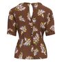 Cindy Blouse Brown Floral Vintage 1940s Style, thumbnail 2 of 3