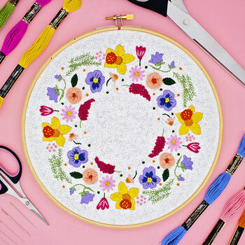 Spring Wreath Floral Embroidery Kit, 4 of 5