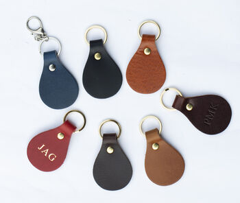 Handmade Personalised Leather Keyring Made In Britain English Leather, 3 of 7
