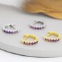 Sterling Silver Amethyst Purple Ombre Cz Huggie Hoops, thumbnail 1 of 12