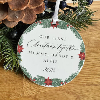 Personalised Our First Christmas Family Ceramic Ornament, 7 of 7