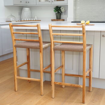 Wooden Bar Stool With Macrame Seat, 4 of 7