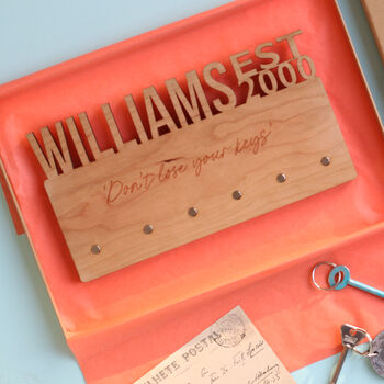 Personalised Name Wooden Key Holder And Letter Rack, 2 of 2