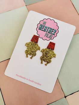 Gold Turkey Glitter Christmas Resin Earrings / Festive Jewellery / Novelty Food Jewellery / Funny Christmas Gift / Friends Sit Com Lover / Thanksgiving Gift, 4 of 7