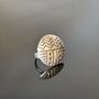 Aztec Pattern Silver Disc Adjustable Ring, thumbnail 3 of 10