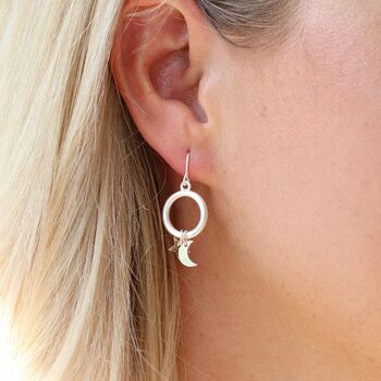 Moon And Star Gold Plated Hoop Drop Earrings, 3 of 3