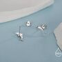 Tiny Dolphin Stud Earrings In Sterling Silver, thumbnail 5 of 12