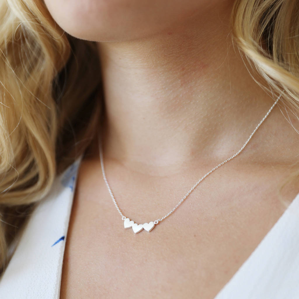 Triple Heart Pendant Necklace By Lisa Angel