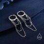 Sterling Silver Triple Chained Hoop Earrings, thumbnail 7 of 11