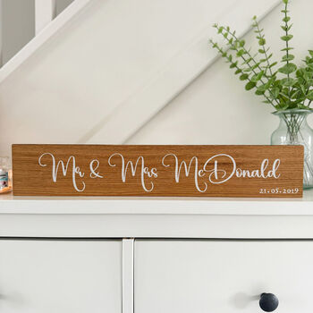 Wooden Wedding Sign Mr And Mrs Keepsake Decoration, 4 of 8