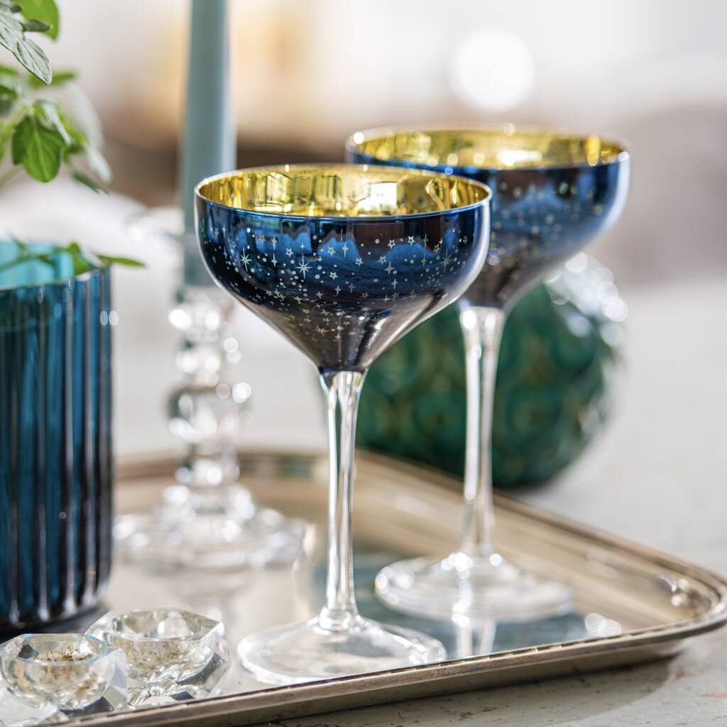 Blue Star Champagne Saucers, 1 of 4