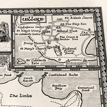 Lindisfarne Map Hand Drawn Fine Art Print, 4 of 12