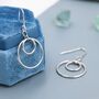 Sterling Silver Double Circle Drop Hook Earrings, thumbnail 5 of 12