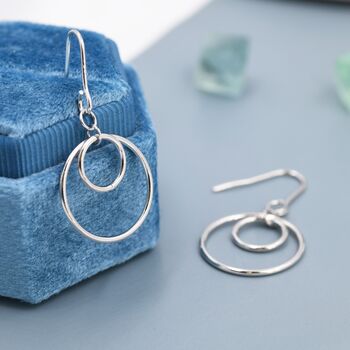 Sterling Silver Double Circle Drop Hook Earrings, 5 of 12