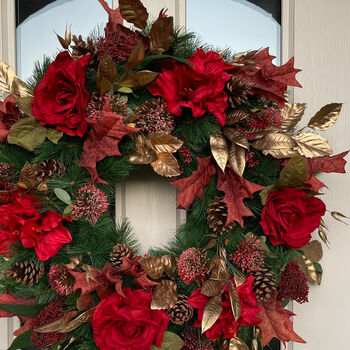 Canterbury Faux Flowers Christmas Wreath, 2 of 2