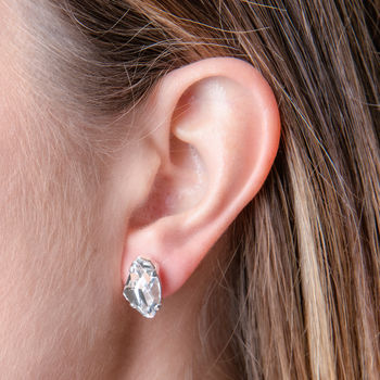 Asymmetric Bridal Stud Earrings With Swarovski Crystals, 2 of 6