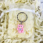 Pink Teddy Bear Hug Letterbox Gift Keyring Charm, thumbnail 2 of 6