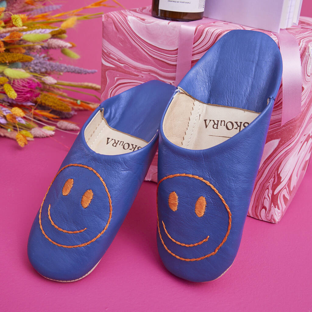 Smiley Face Leather Slippers, 1 of 7
