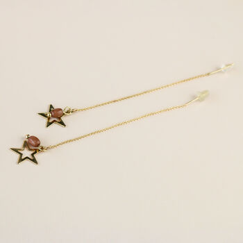 Simple Star Threader Chain Earrings, 3 of 3