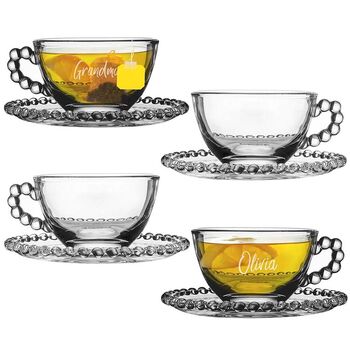 Set Of Four Personalised Tea Cups And Saucers Gift, 2 of 9