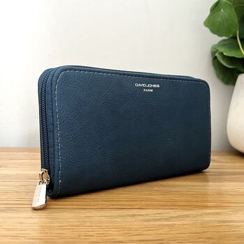 Faux Leather Purse In Denim Blue, 2 of 3
