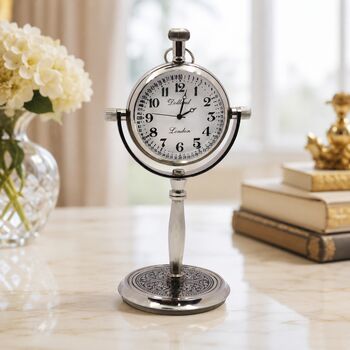 Personalised 12th Anniversary Silver Colour Desk Clock, 6 of 10