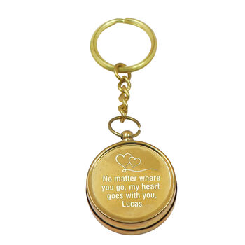 Personalised Vintage Finish Brass Compass Keyring, 2 of 10